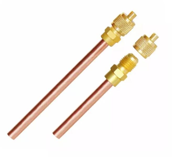 Vanne d'accès Schrader 1/4&quot; avec embout-bouchon sur tube 3/8&quot; - 100 mm TF-SU06