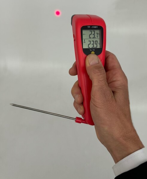 Thermomètre portable à infrarouge et à sonde à piquer infrarouge : -30 à +270°C, TF-I1001