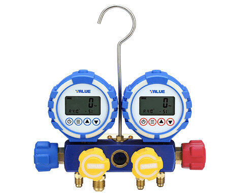 Manomètre électronique 4 voies en coffret avec 3 x flexibles 1/4&quot;- 5/16&quot; et flex TF-VDG-4-S1