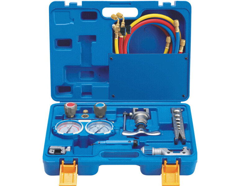 Kit outillage en coffret comprenant VMG-2-R134a, VFT808I, VTC28B, VTC19 et ébavu TF-VTB5BII